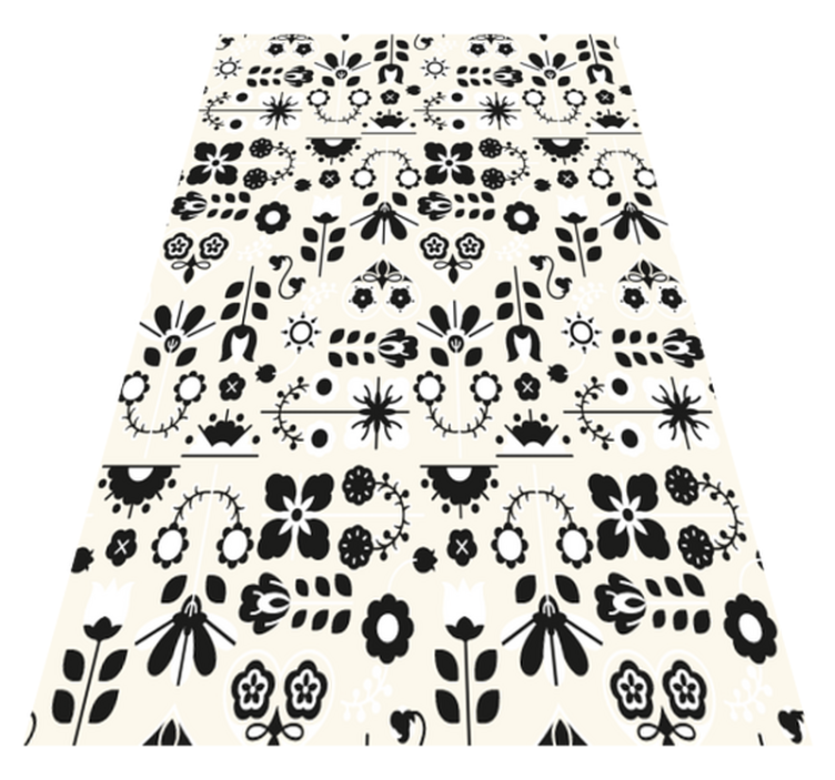 Animal vinyl rug with black and white folk design - TenStickers
