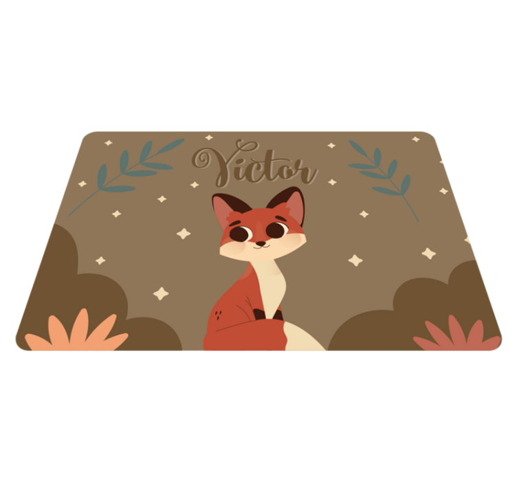 Cute fox for boy with name animal vinyl rug - TenStickers
