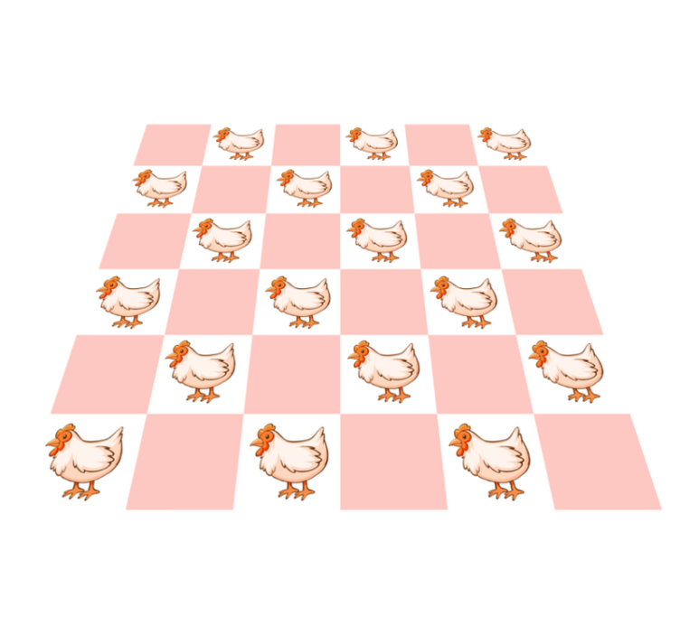 Animal vinyl rug featuring pink rooster squares - TenStickers