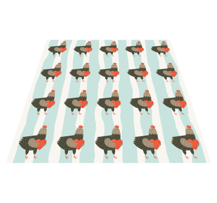 Animal vinyl rug with white stripes and roosters - TenStickers