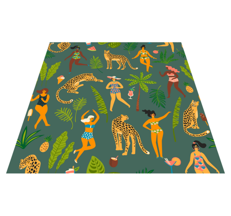Women on a leopard background animal vinyl rug - TenStickers