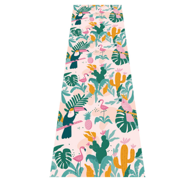 Green birds on pink background animal vinyl rug - TenStickers