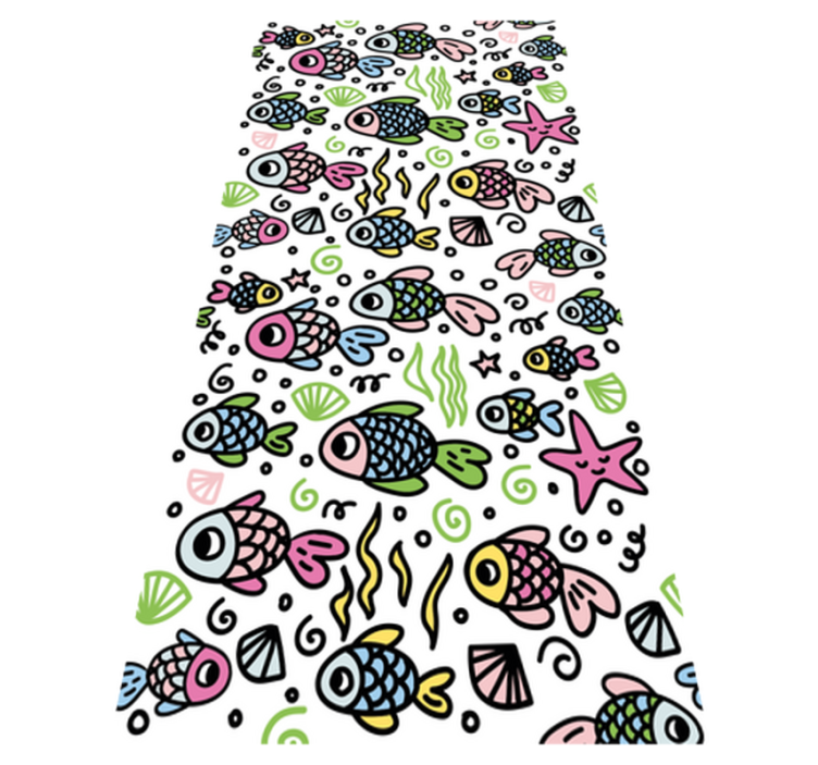 Animal vinyl rug with multicolored fish pattern - TenStickers