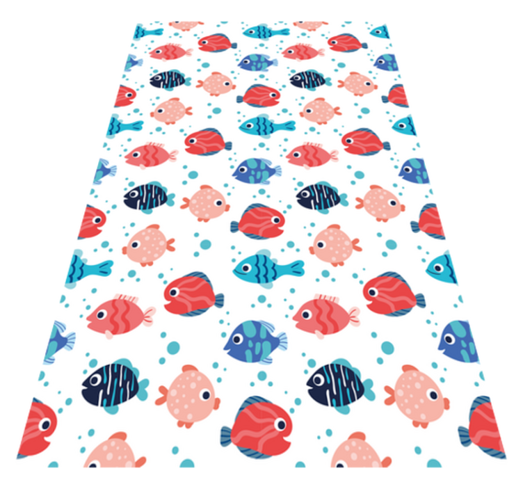 Animal vinyl rug pink and blue fishes - TenStickers