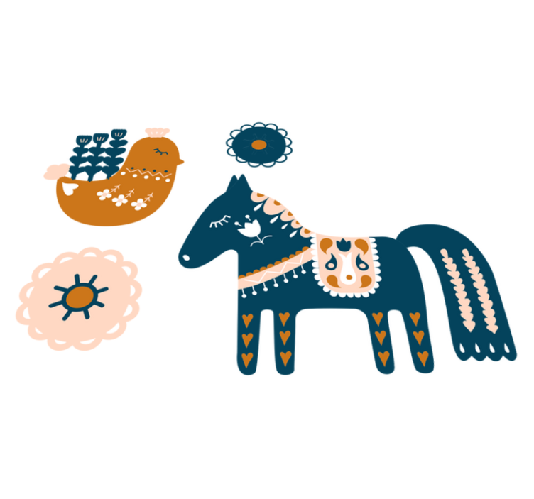 Colorful folk animal vinyl rug - TenStickers