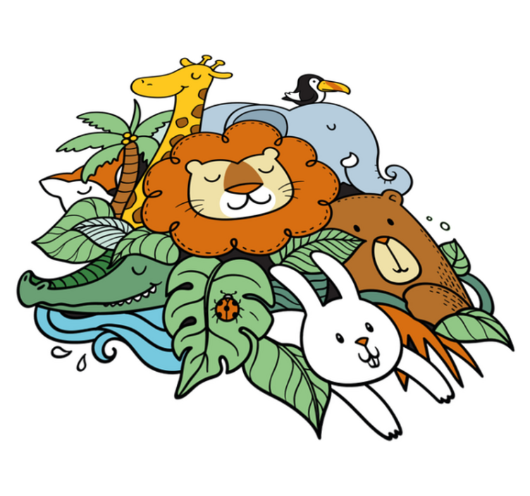 Playful animal scene animal vinyl rug - TenStickers