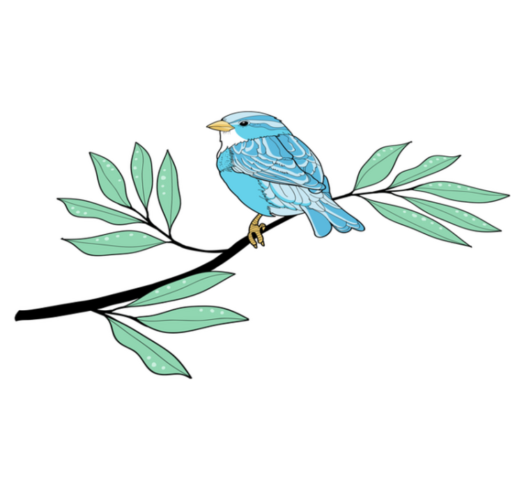 Blue feathered avian animal vinyl rug - TenStickers