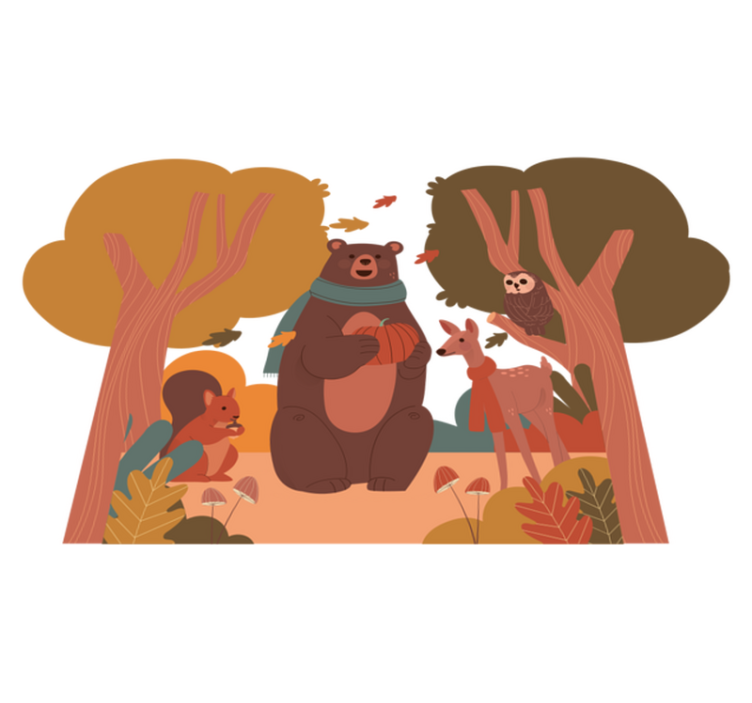 Animal vinyl rug fall woodland creatures - TenStickers