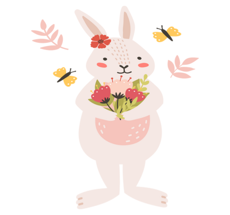 Adorable rabbit artwork animal vinyl rug - TenStickers