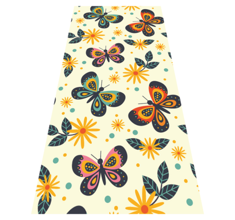 Animal vinyl rug with colorful butterfly prints - TenStickers