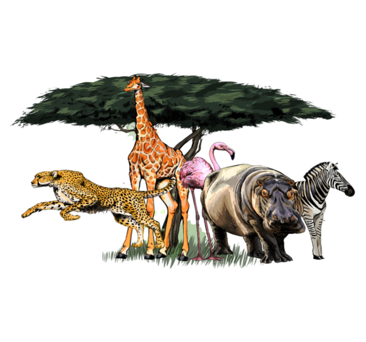 Animal vinyl rug giraffe family safari - TenStickers