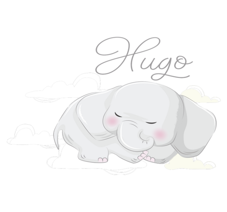 Animal vinyl rug sleeping elephant on clouds with name - TenStickers
