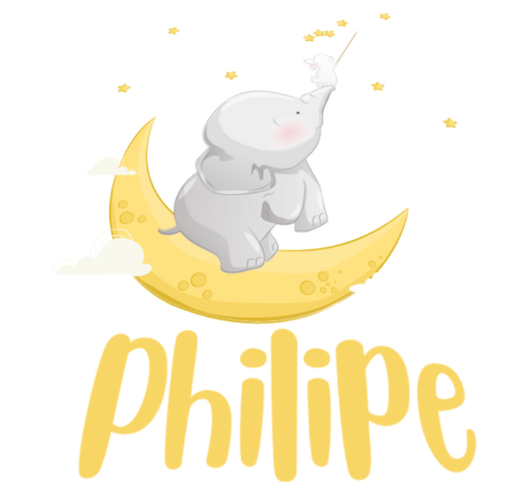 Customizable name elephant and rabbit animal vinyl rug - TenStickers