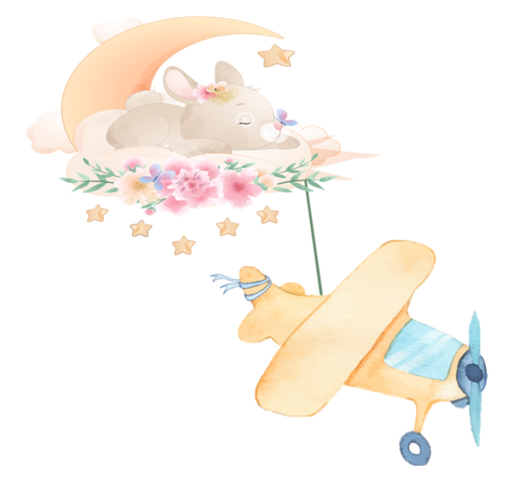 Animal vinyl rug bunny sleeping on the moon with toy - TenStickers