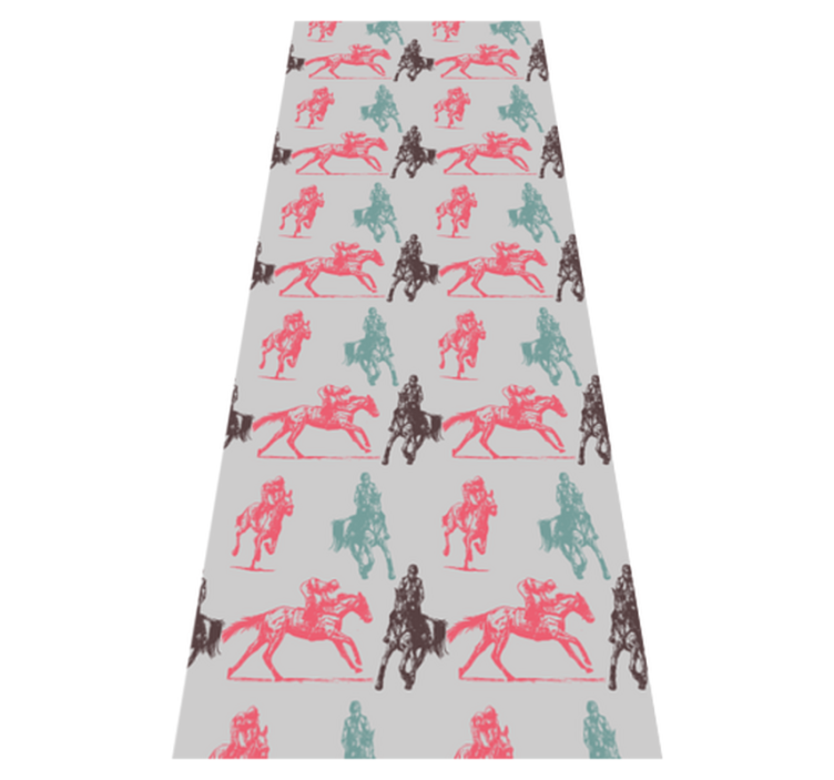 Animal vinyl rug with colorful horse pattern on gray - TenStickers