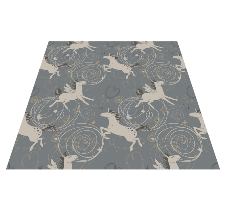 Animal vinyl rug with pegasus unicorns on dark background - TenStickers