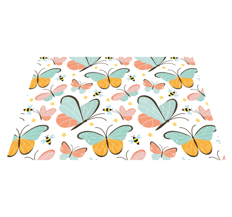 Animal vinyl rug with butterflies and bees design - TenStickers