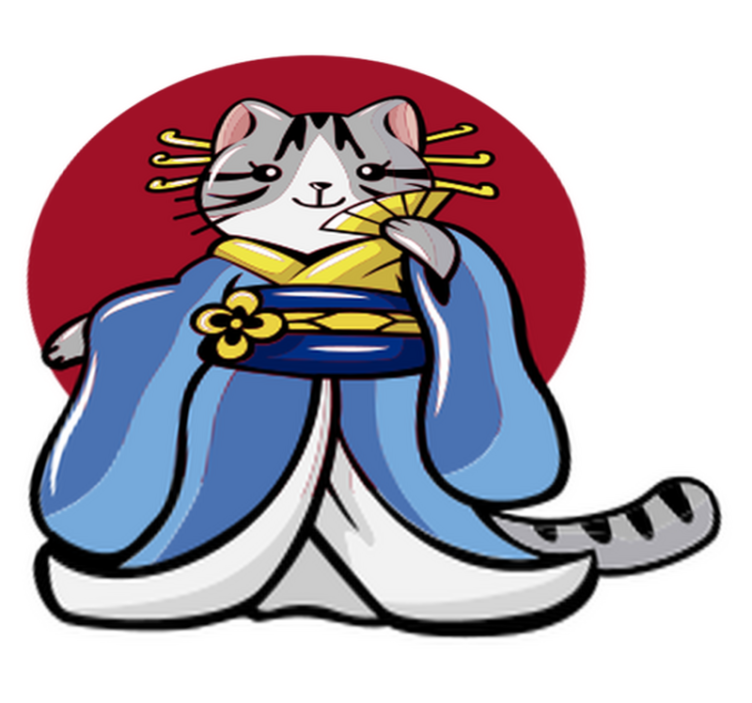 Japanese decorative cat animal vinyl rug - TenStickers