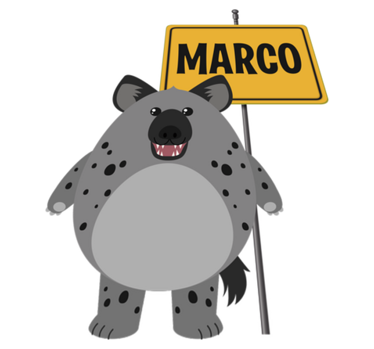 Animal vinyl rug hyena with name - TenStickers