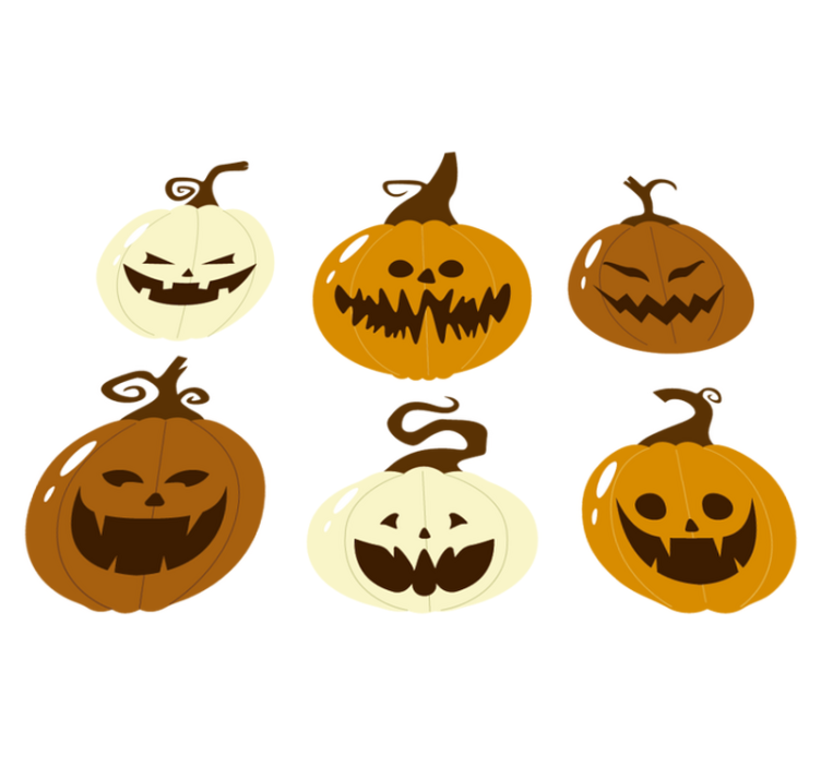 Halloween vinyl rug spooky pumpkin faces set - TenStickers