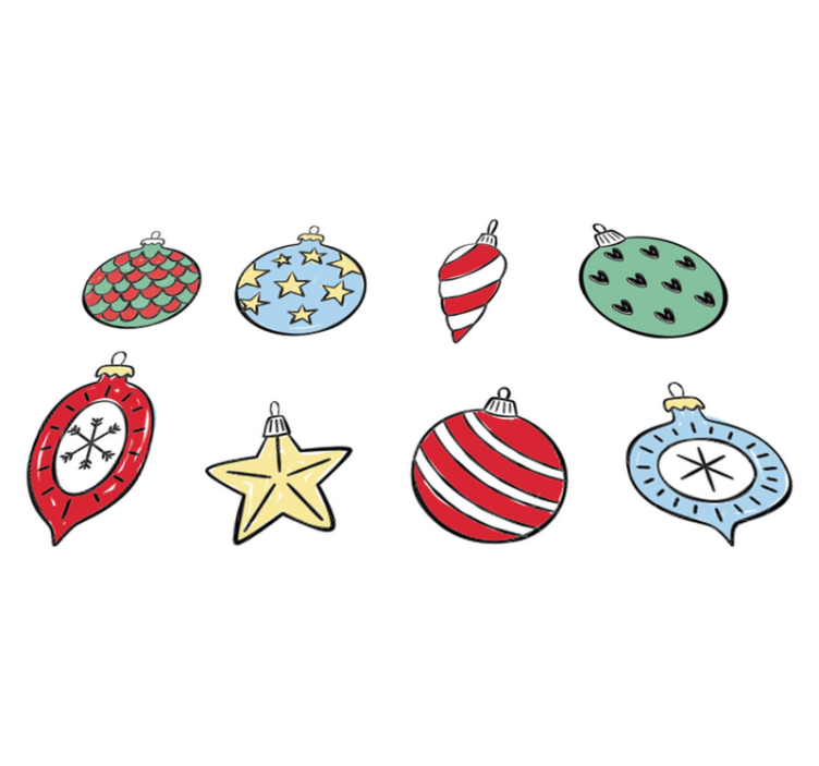 Christmas vinyl rug set of vintage christmas ornaments - TenStickers
