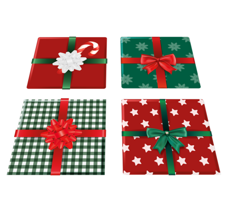 Christmas vinyl rug gift box set tiles - TenStickers