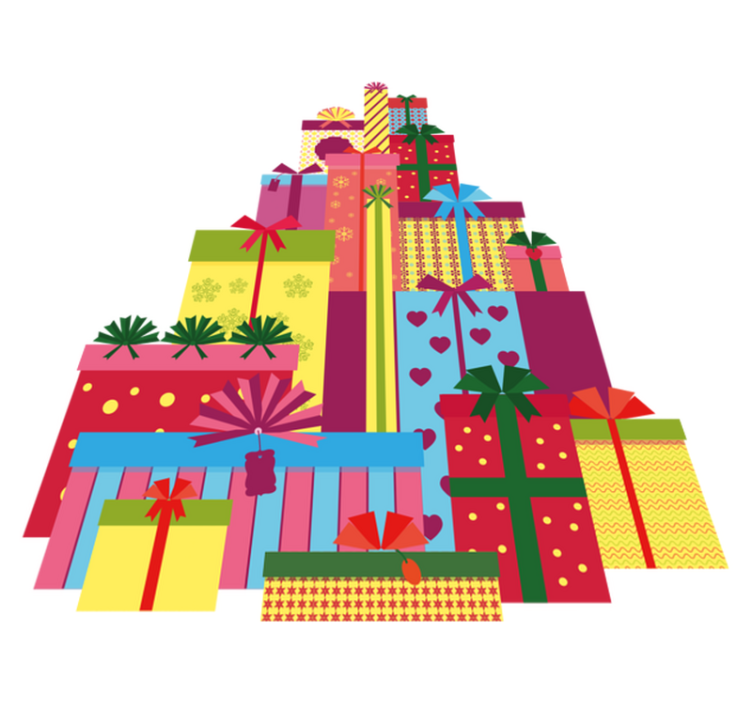 Christmas vinyl rug big pile of gift boxes - TenStickers