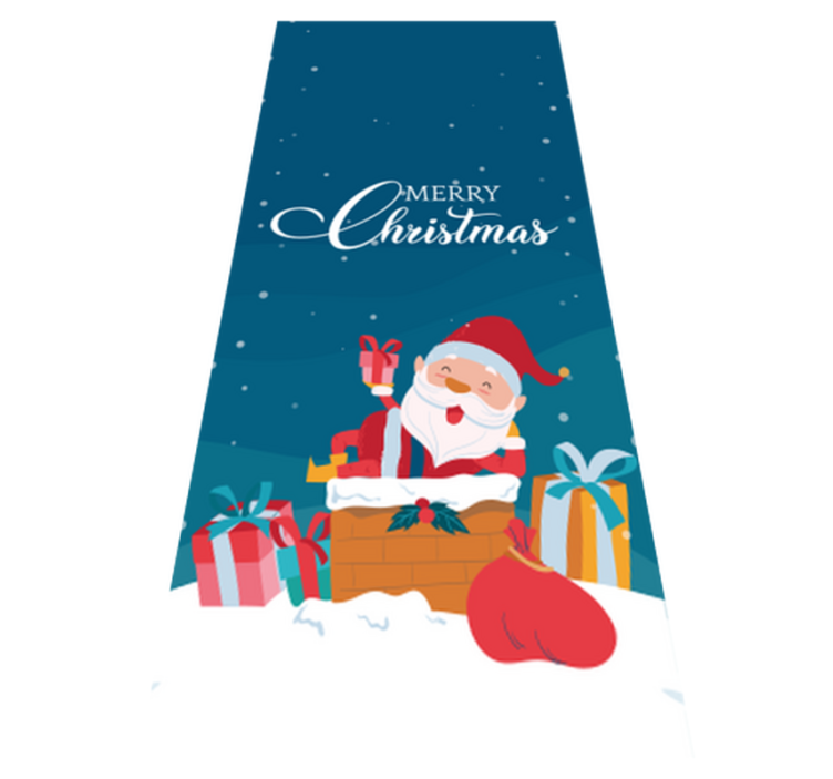 Christmas vinyl rug we celebrate with santa claus - TenStickers