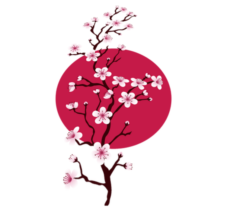 Flower vinyl rug japanese cherry tree branches - TenStickers
