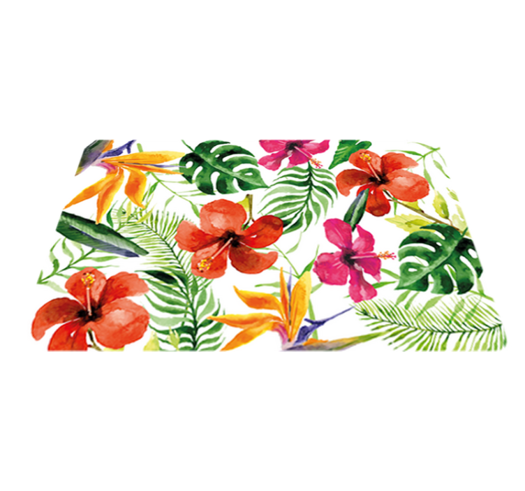Colorful monstera flower vinyl rug - TenStickers