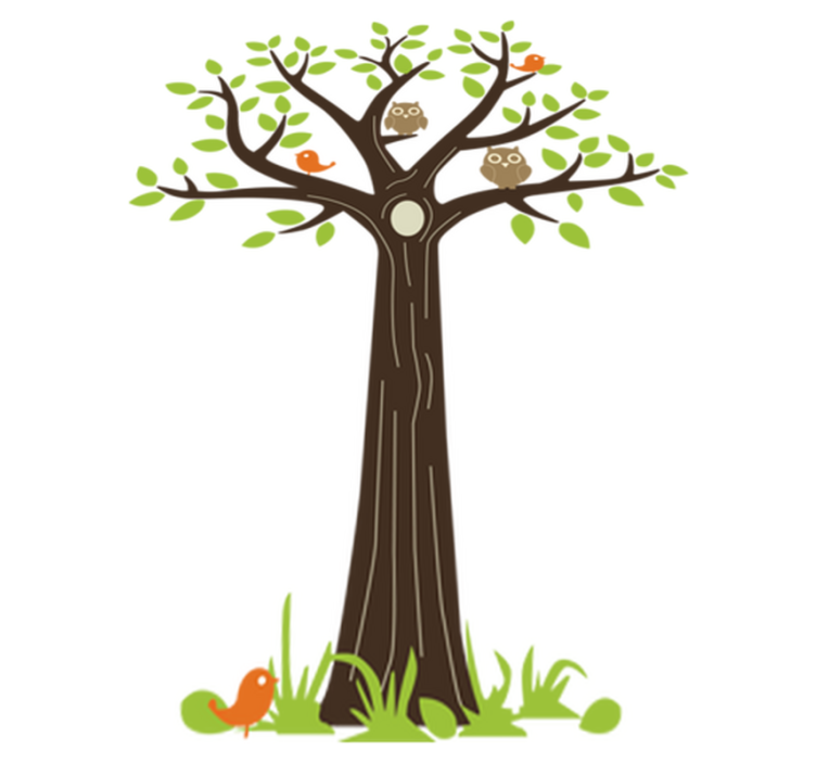 Flower vinyl rug with owls and trees design - TenStickers