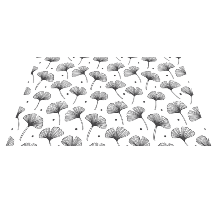 Flower vinyl rug with white ginkgo leaf pattern - TenStickers