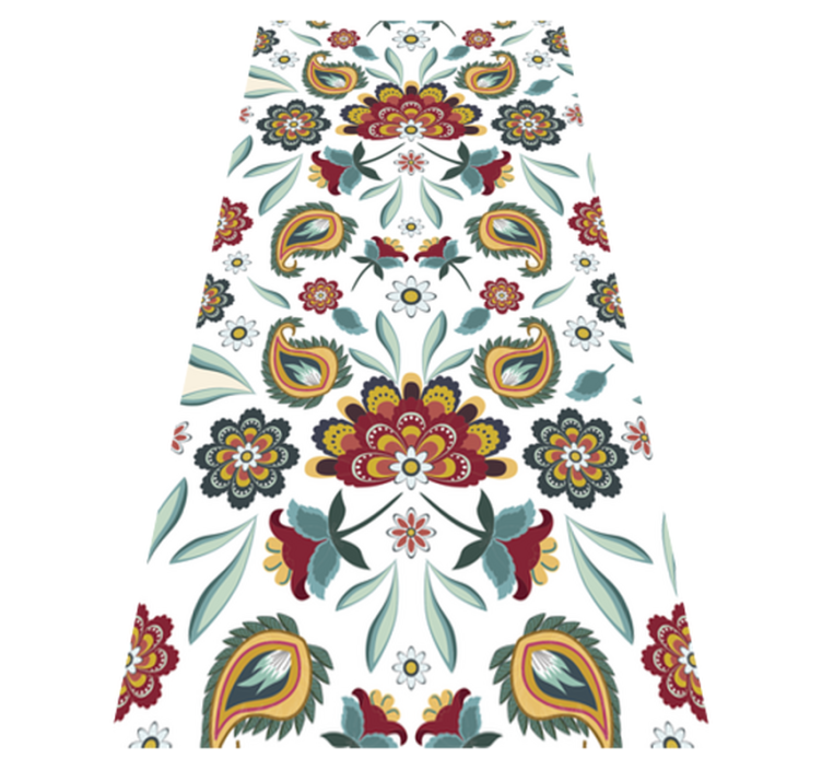 Flower vinyl rug with ethnic floral design - TenStickers