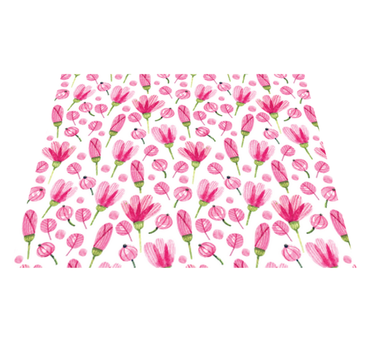Pink aquarelle flowers flower vinyl rug - TenStickers