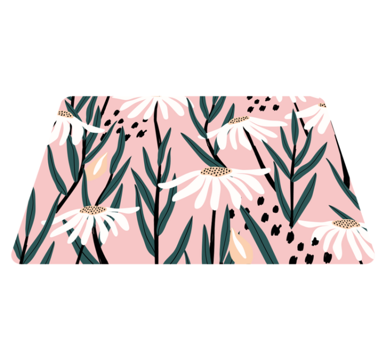 Flower vinyl rug daisies on pink background - TenStickers