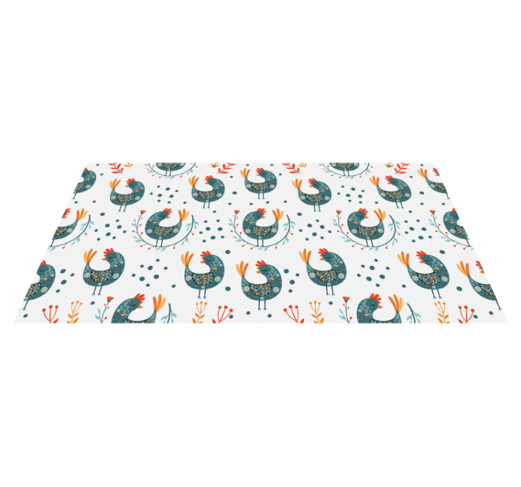 Flower vinyl rug with chickens and flowers - TenStickers