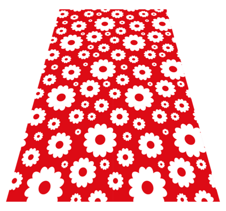 Flower vinyl rug with white and red daisies - TenStickers