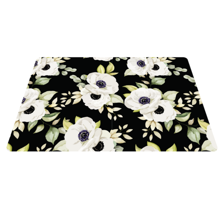 Black elegant design flower vinyl rug - TenStickers
