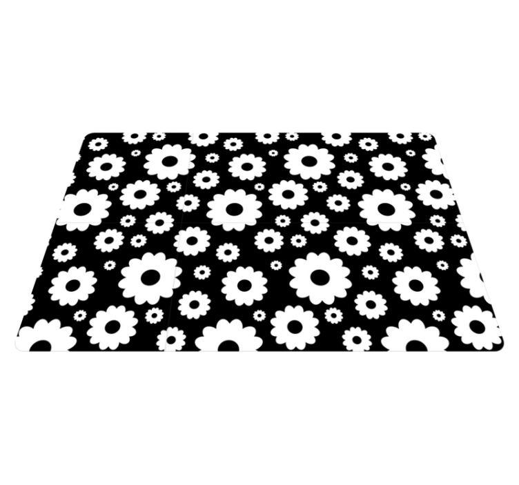 Flower vinyl rug with white and black daisies - TenStickers