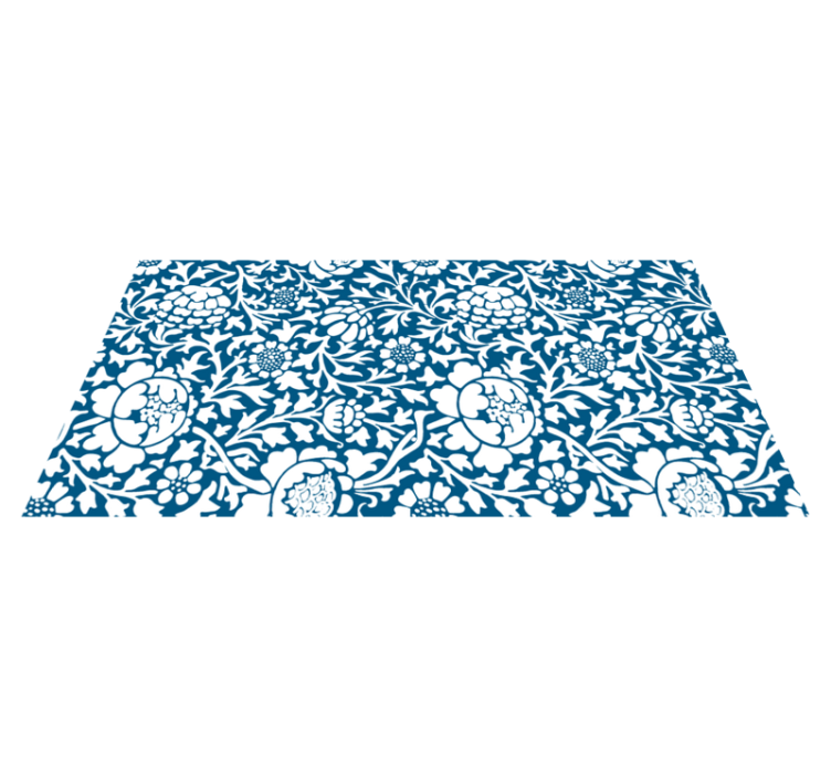 Marine blue floral flower vinyl rug - TenStickers