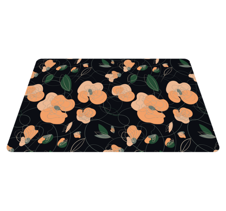 Flower vinyl rug with dark vivid flora and fauna pattern - TenStickers