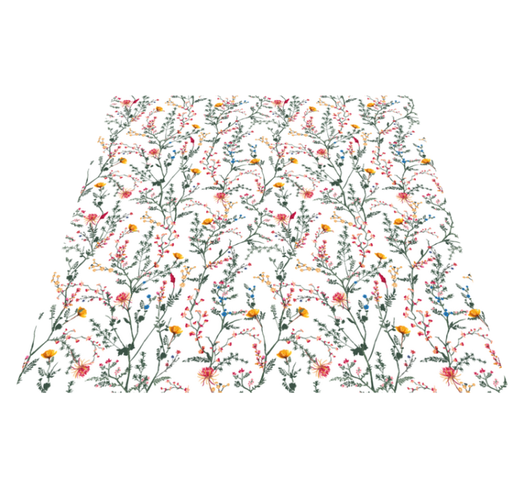 Flower vinyl rug thin minimalistic garden blooms - TenStickers
