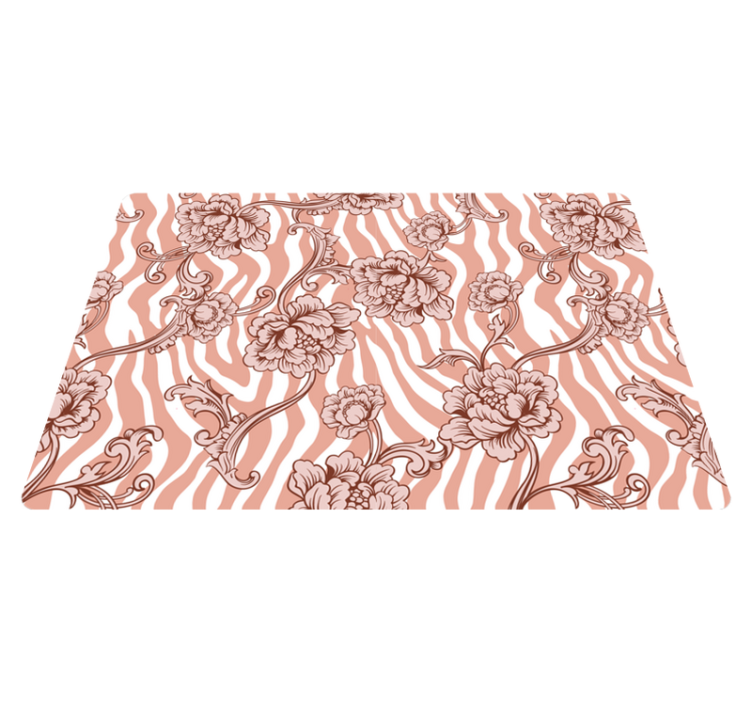 Flower vinyl rug with coral zebra and floral design - TenStickers