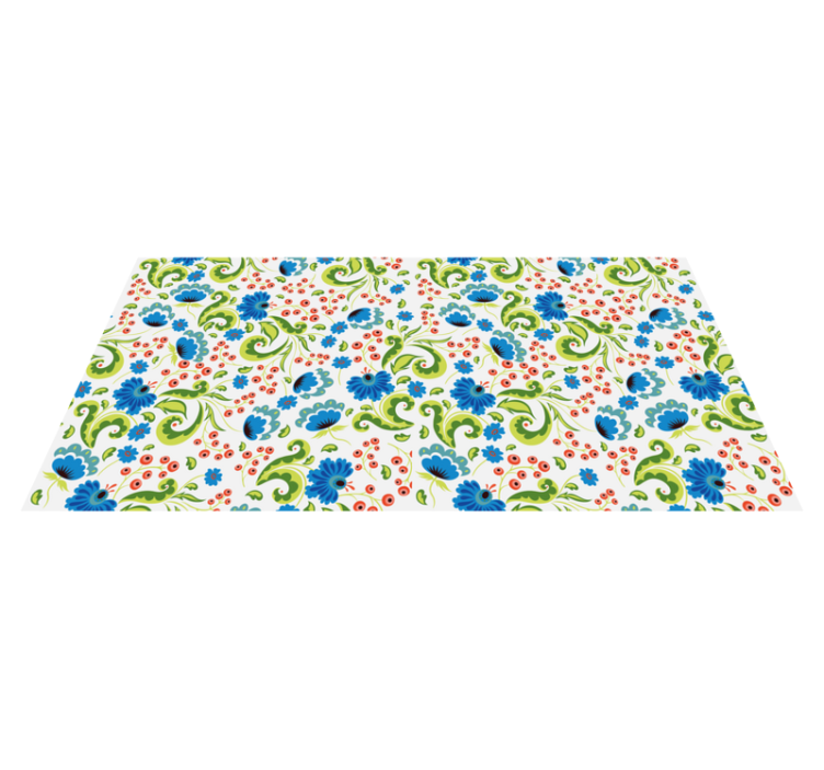 Flower vinyl rug with green and blue flowers everywhere - TenStickers