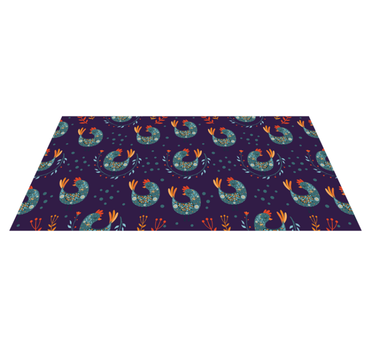 Purple chickens and flowers flower vinyl rug - TenStickers