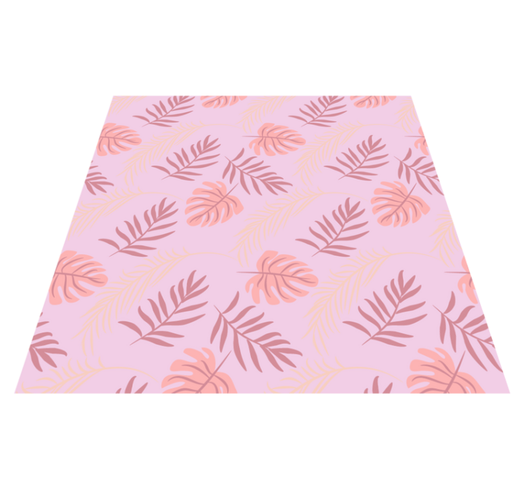Flower vinyl rug with pink tropical leaf design - TenStickers