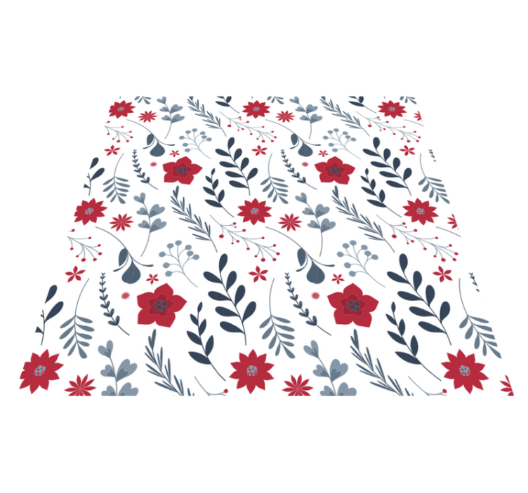 Flower vinyl rug with white and red floral design - TenStickers