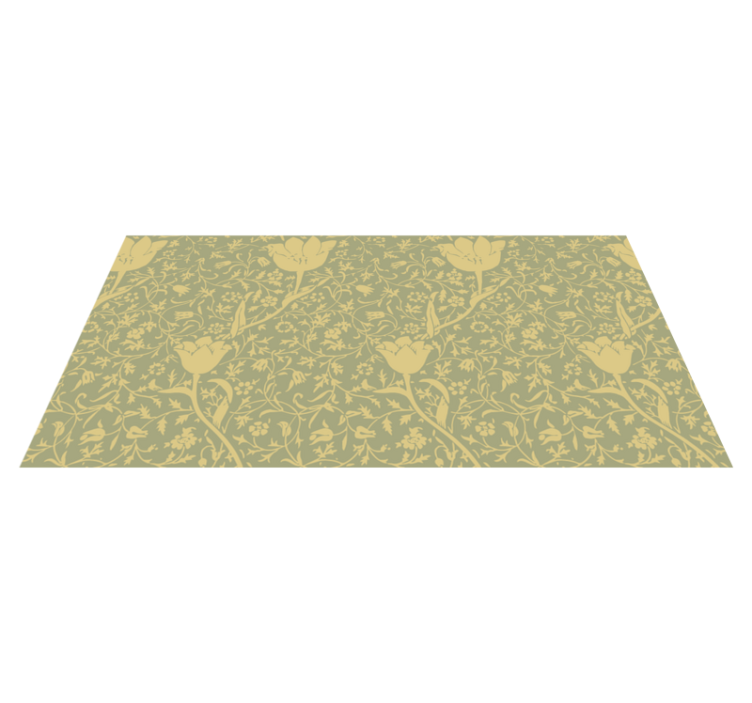 Flower vinyl rug in gold and green design - TenStickers