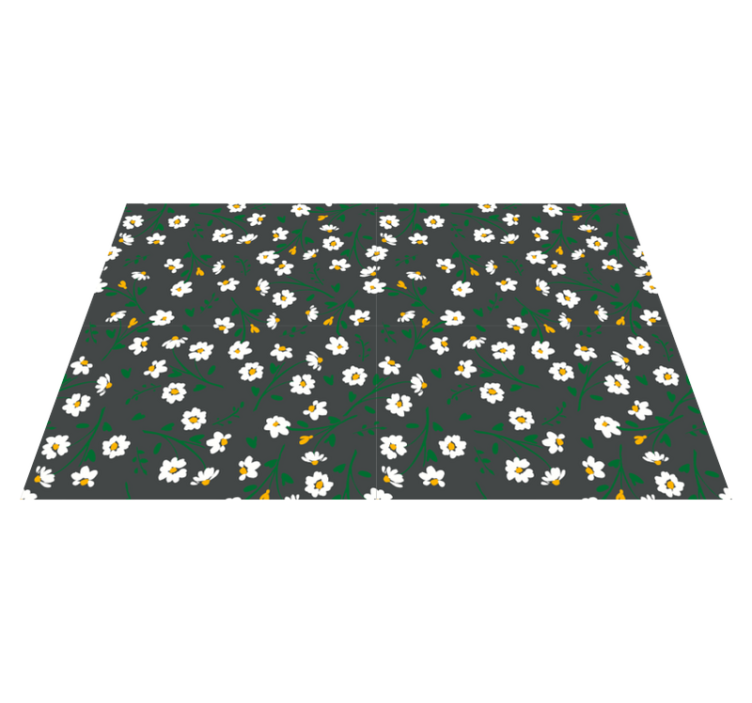 Flower vinyl rug daisy flower on grey background - TenStickers