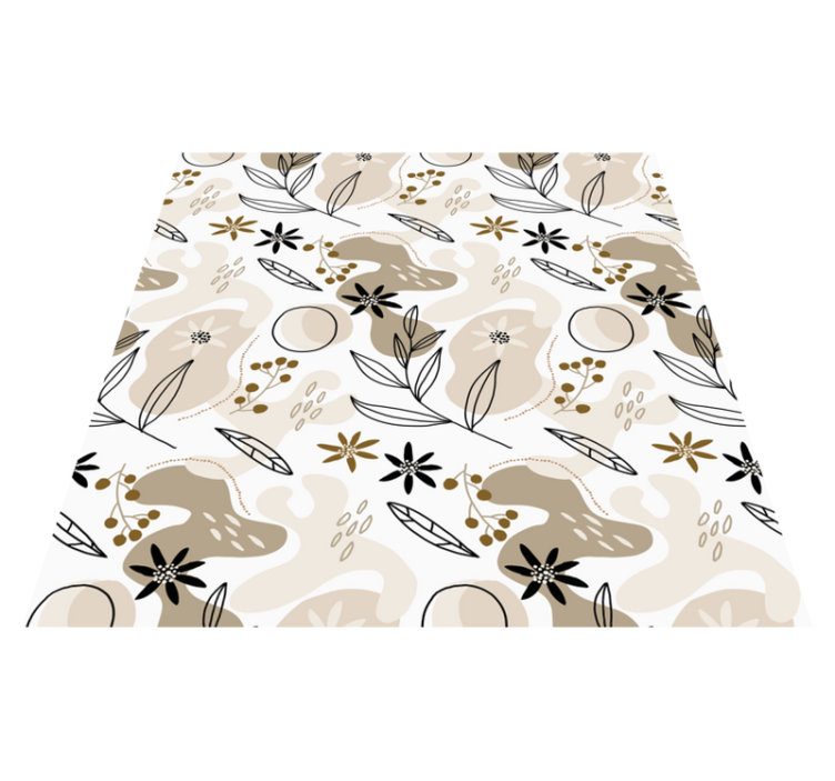 Flower vinyl rug with stylish pink and beige leaves - TenStickers